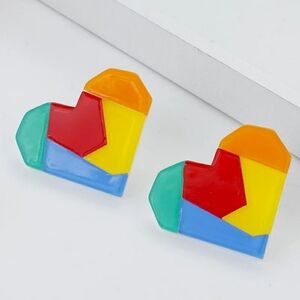Colorblock Heart Earrings